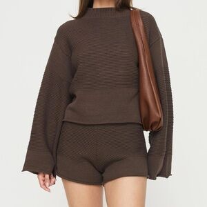 Princess Polly Brown Cheyenne Sweater & Shorts